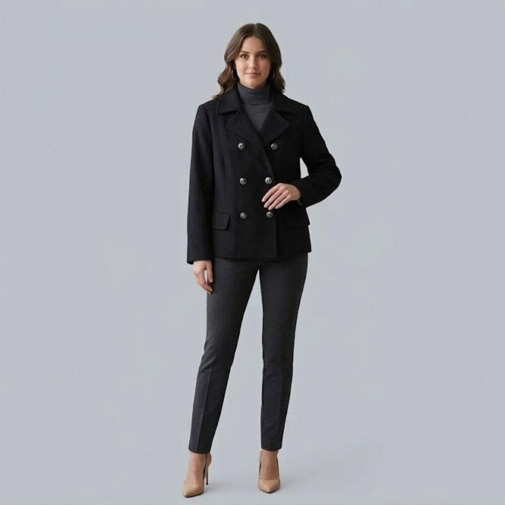 Lands End NWOT Black Lined stretchy Double breasted Blazer Jacket, sz 16W